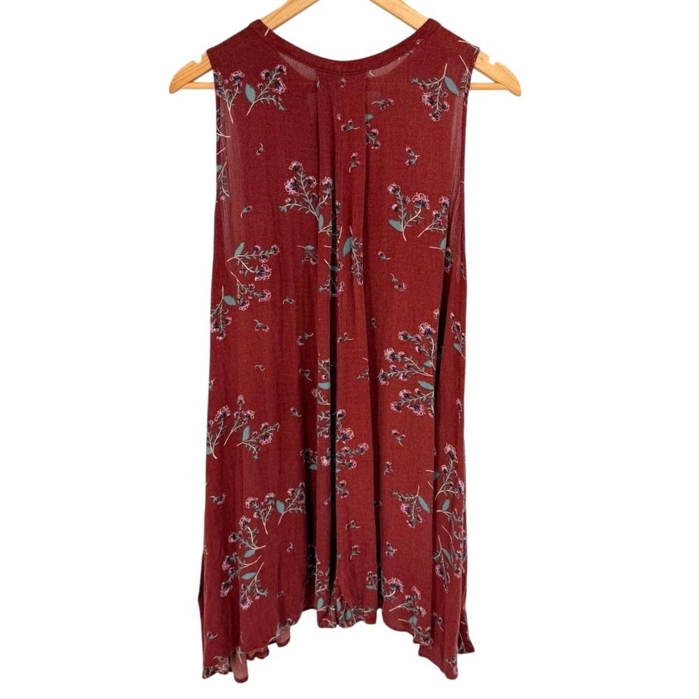 Free People Womens Medium Sleeveless Tunic Tank Top Floral Boho Keyhole Flowy‎ - Picture 4 of 8